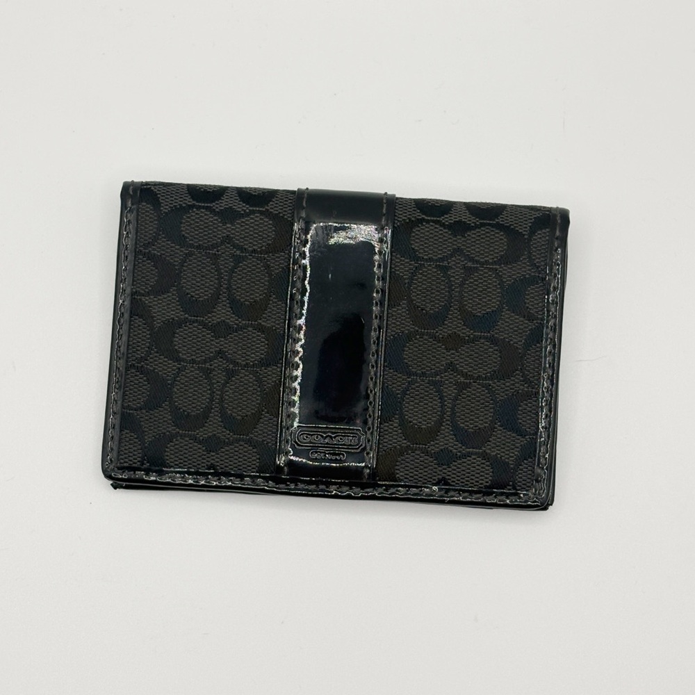 Coach Authentic Retro Vintage Bifold Black Logo Wallet‎ Card Case